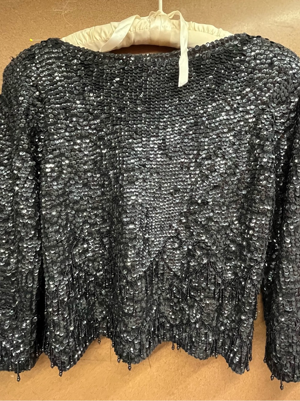 Prisa Black Sequin Top with Shimmer Theads